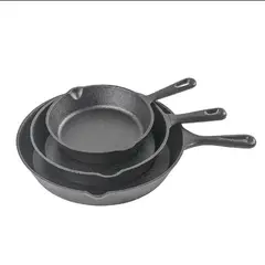 GENERICO - Set De 3 Sartenes De Hierro Fundido 16 20 Y 25cm Cocina