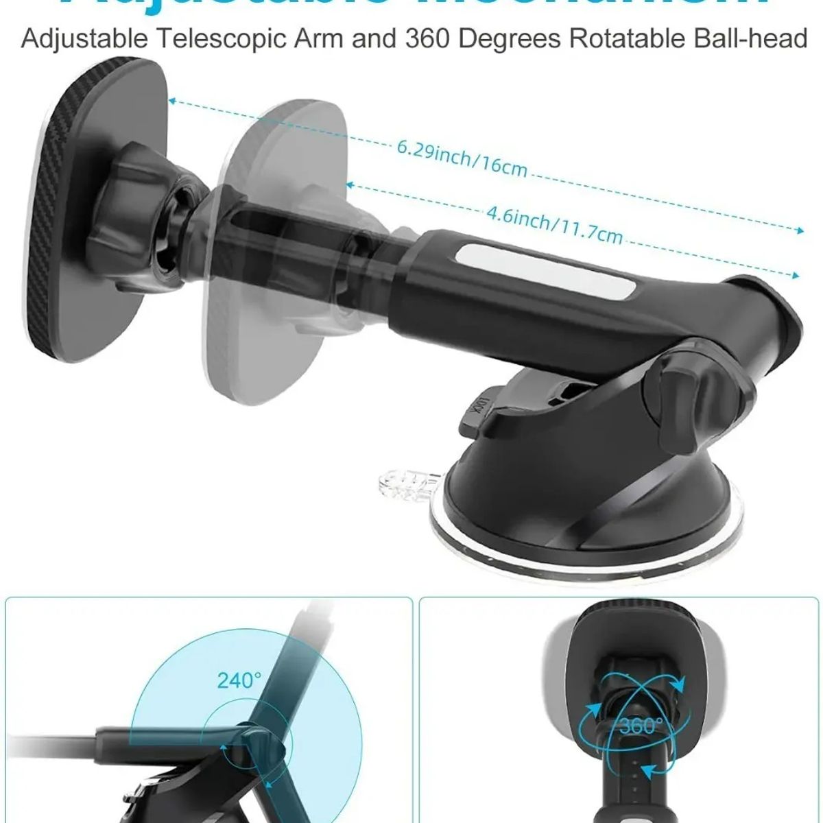 GENERICO - Soporte Magnético Brazo Largo Celular Auto Porta Teléfono