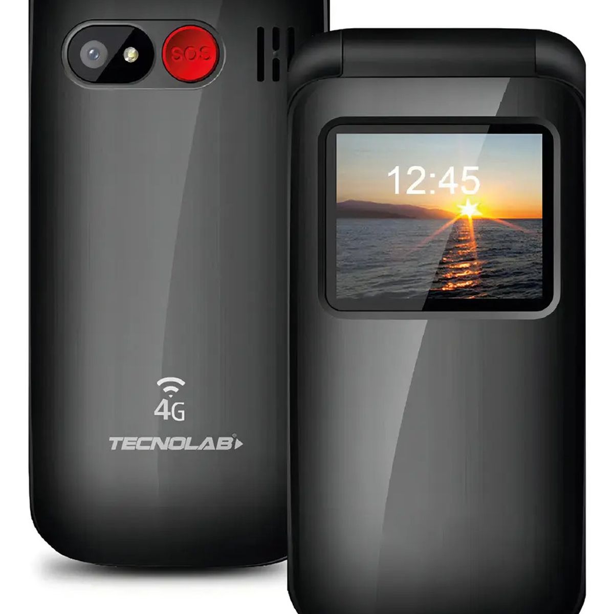 TECNOLAB - Telefono Celular Adulto Mayor 4g Tipo Almeja Tecnolab Tl038 Color Negro