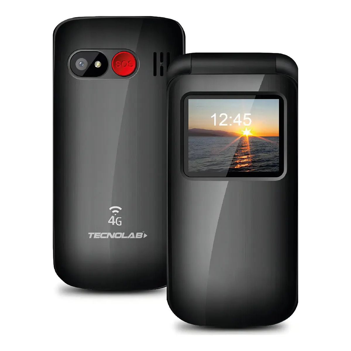 TECNOLAB - Telefono Celular Adulto Mayor 4g Tipo Almeja Tecnolab Tl038 Color Negro