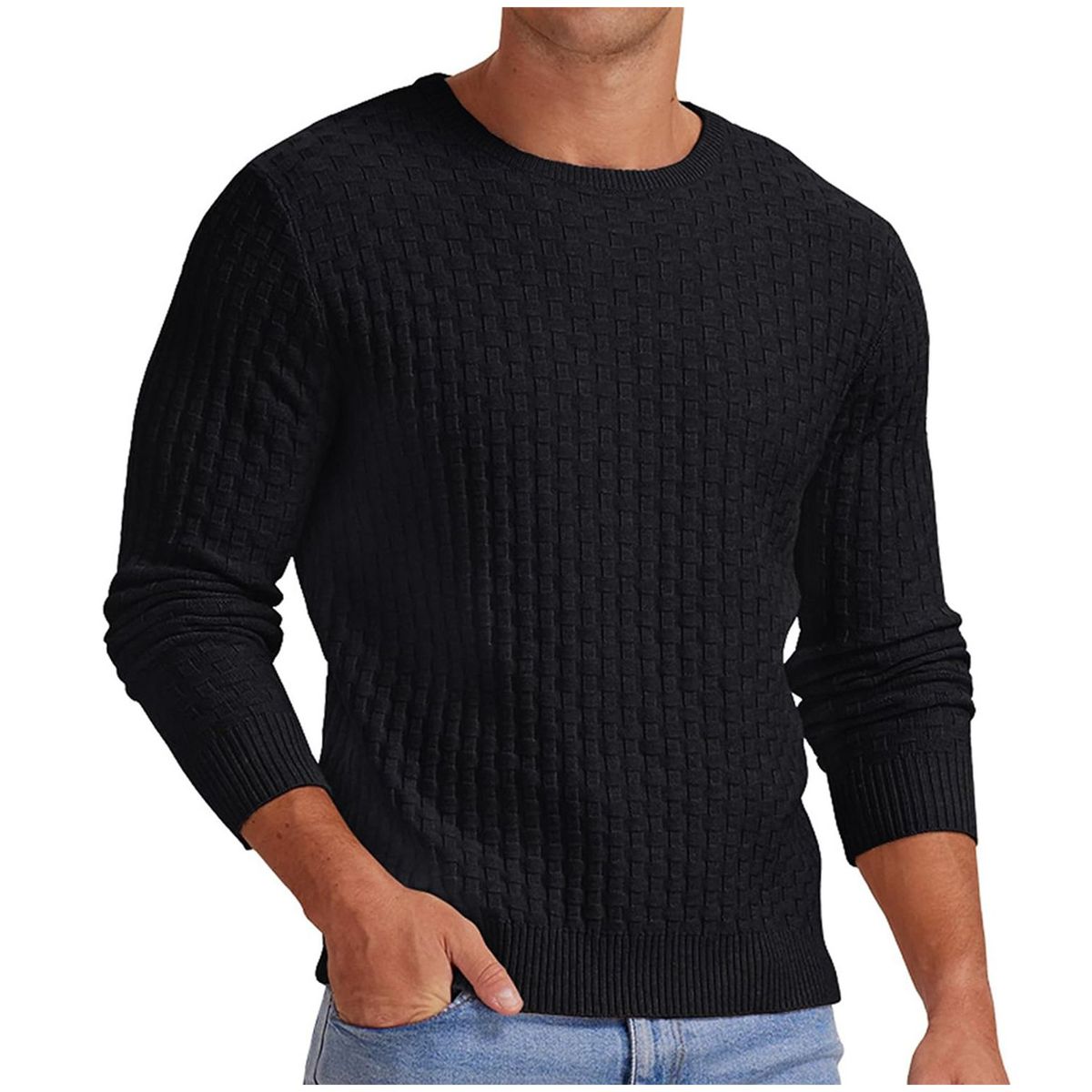 TIOZONEY - Suéter de hombre con cuello redondo