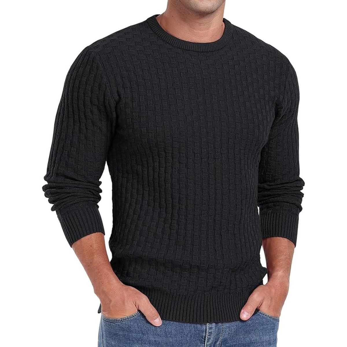 TIOZONEY - Suéter de hombre con cuello redondo
