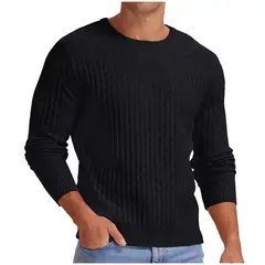 TIOZONEY - Suéter de hombre con cuello redondo