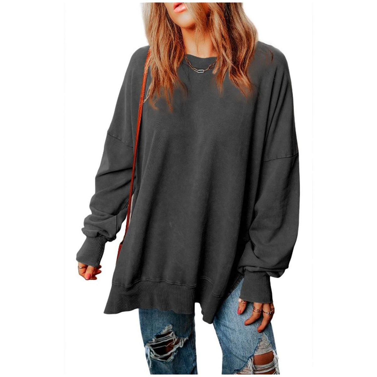 TIOZONEY - Polerón de cuello redondo para mujer