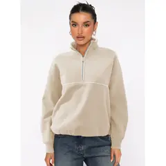 TIOZONEY - Sudadera con media cremallera para mujer