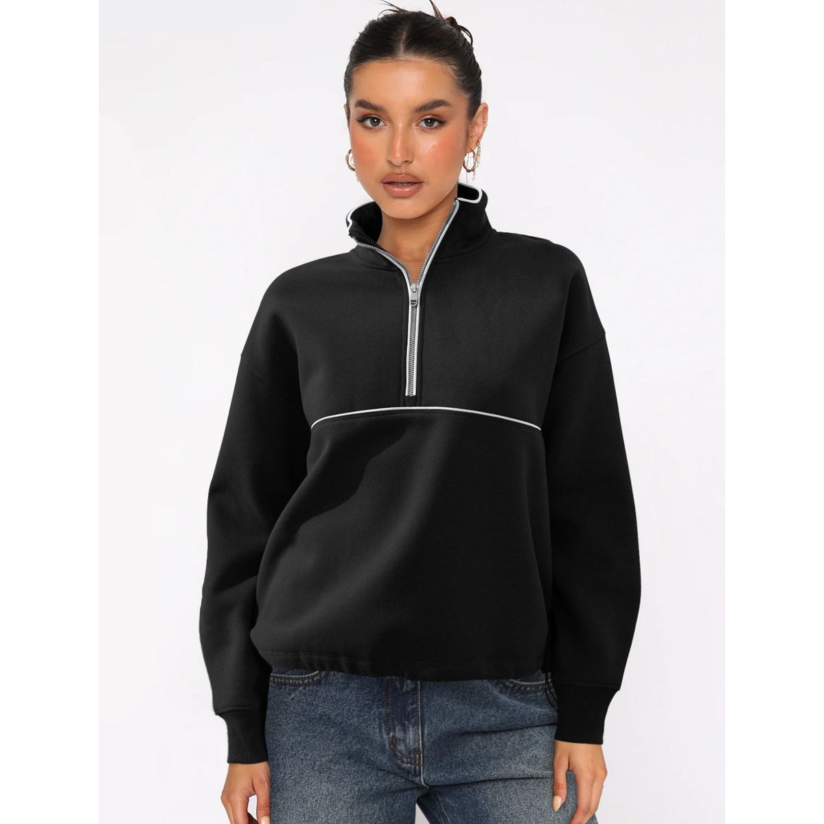 TIOZONEY - Sudadera con media cremallera para mujer