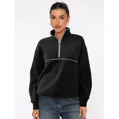 TIOZONEY - Sudadera con media cremallera para mujer