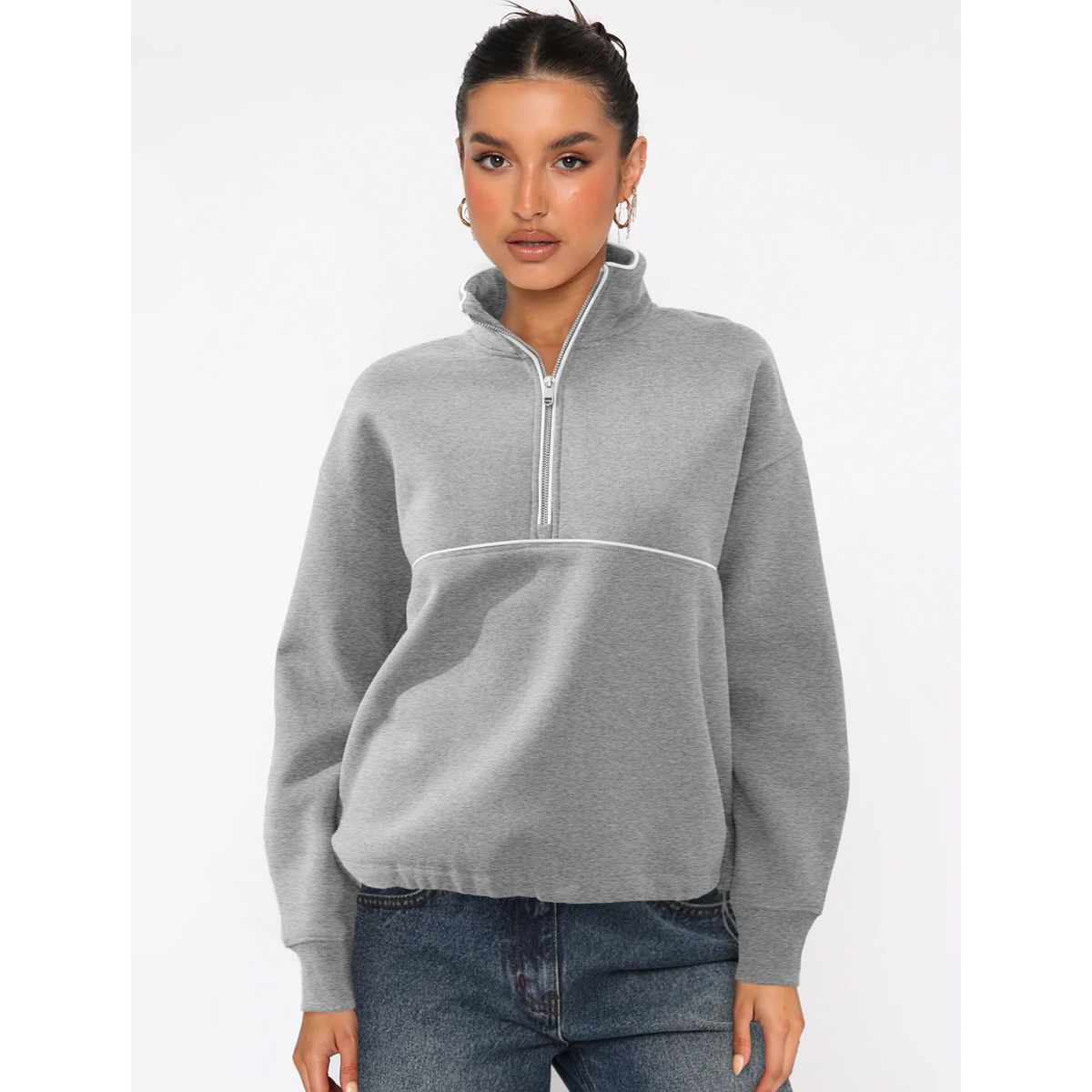 TIOZONEY - Sudadera con media cremallera para mujer