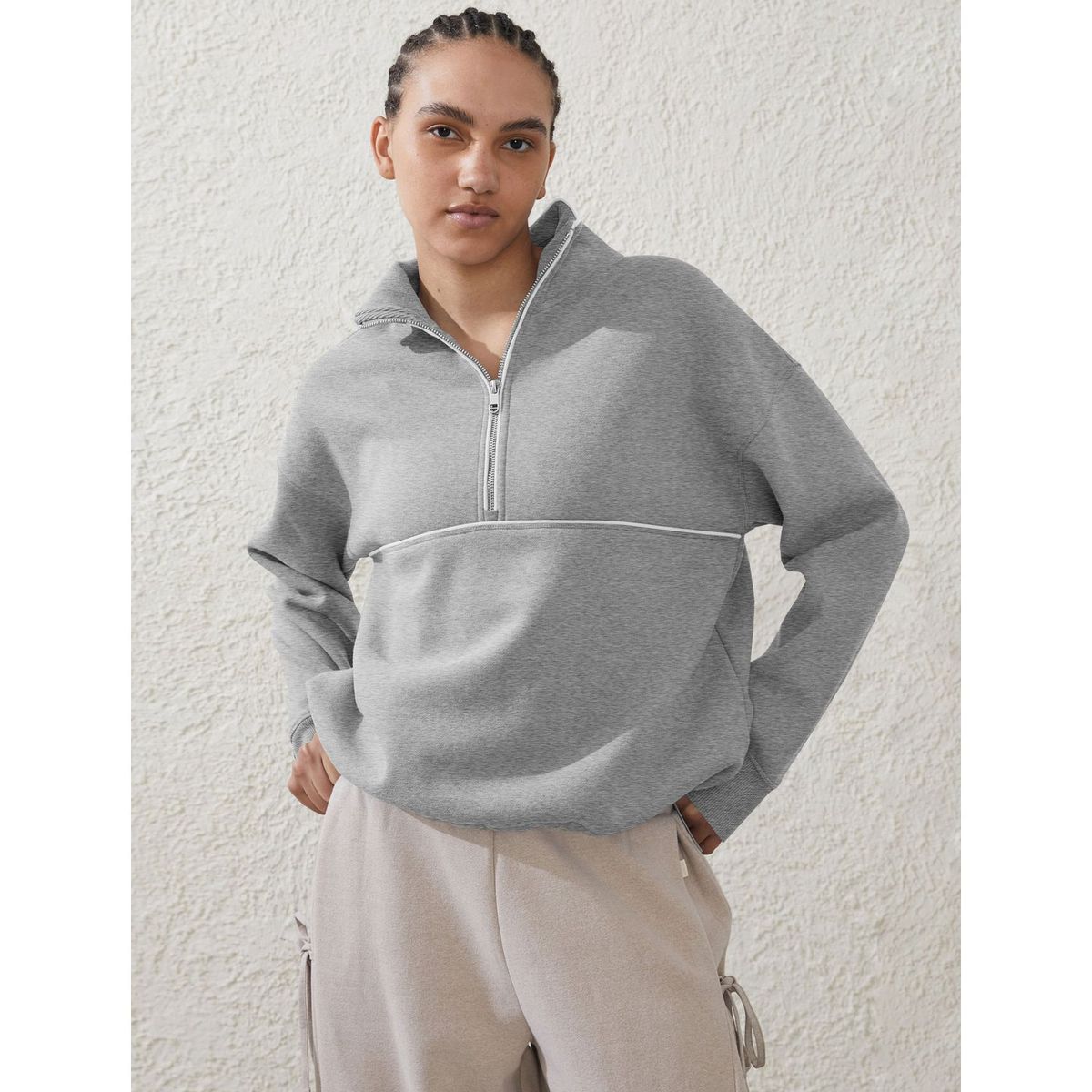TIOZONEY - Sudadera con media cremallera para mujer