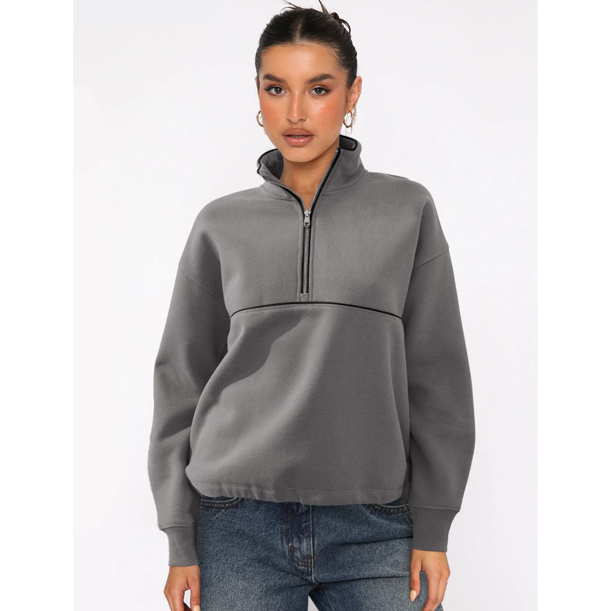 TIOZONEY - Sudadera con media cremallera para mujer