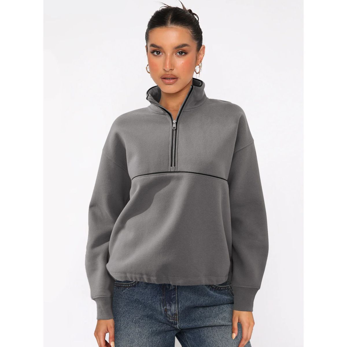 TIOZONEY - Sudadera con media cremallera para mujer