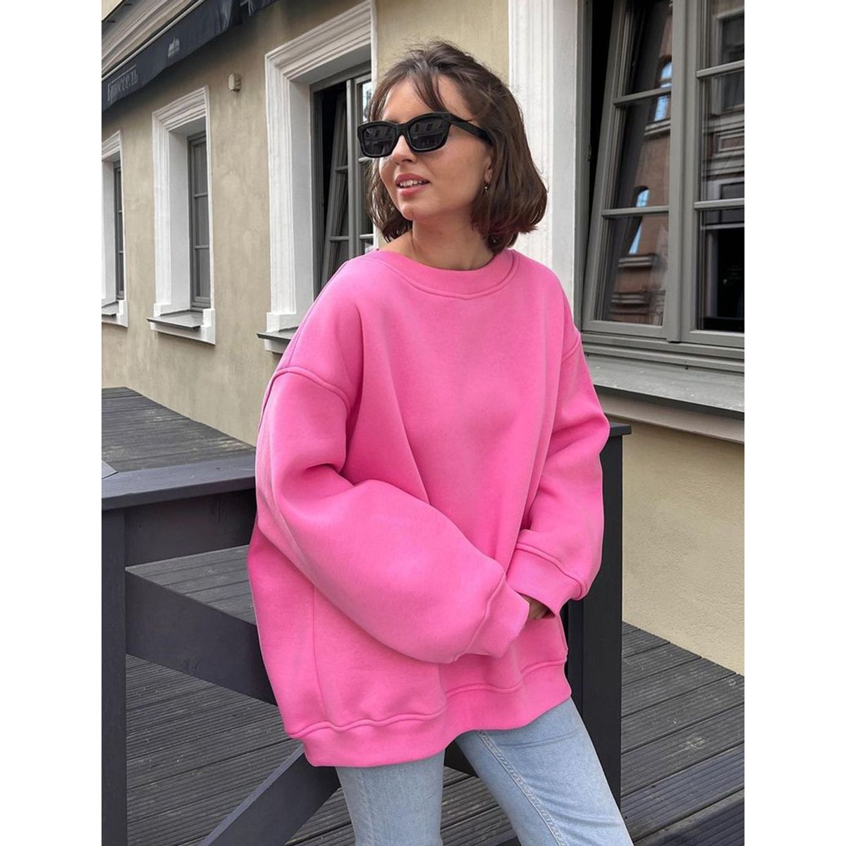 TIOZONEY - Sudadera suelta de cuello redondo para mujer