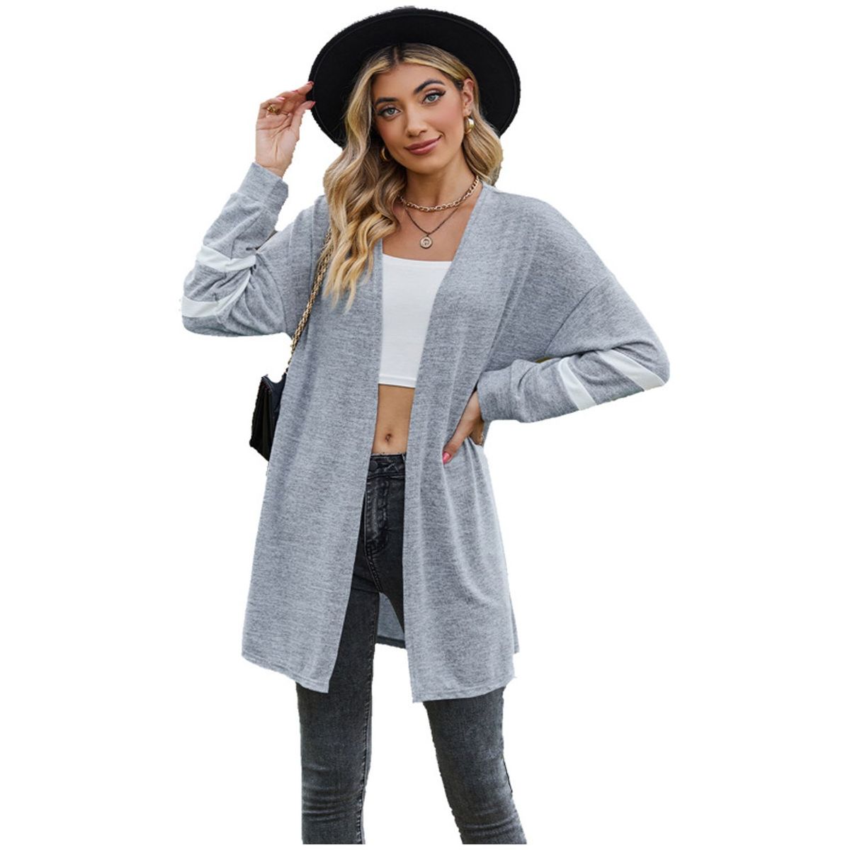 TIOZONEY - Sudadera Patchwork Colour Block Cardigan para mujer