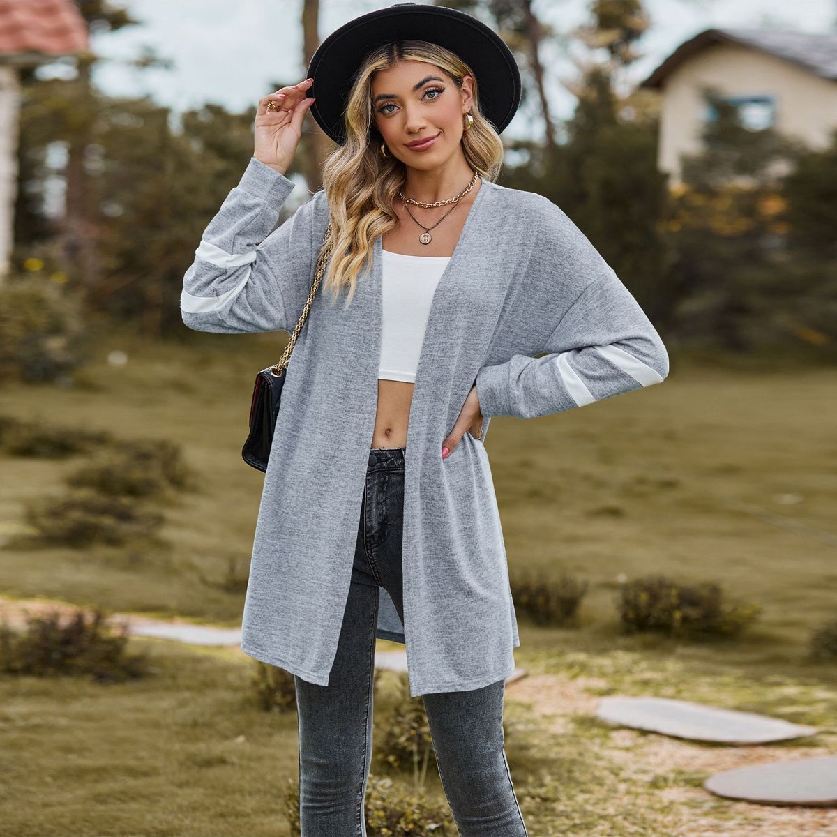TIOZONEY - Sudadera Patchwork Colour Block Cardigan para mujer