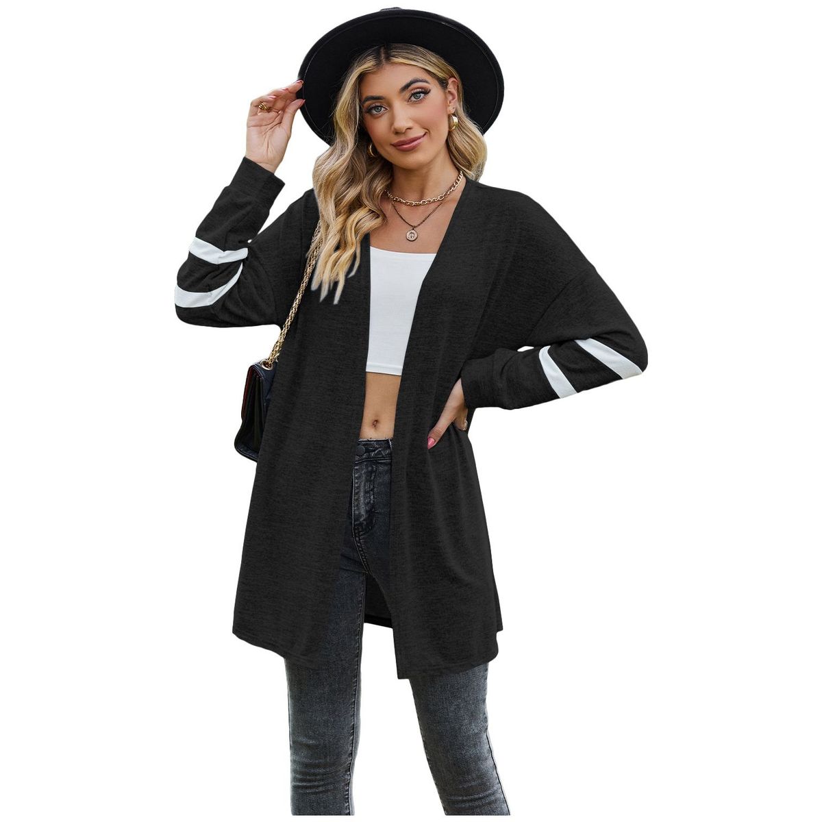 TIOZONEY - Sudadera Patchwork Colour Block Cardigan para mujer