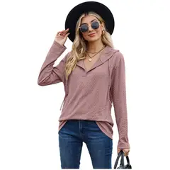 TIOZONEY - Sudadera de manga larga con capucha y holgada para mujer