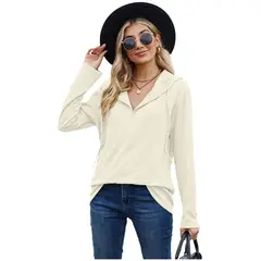 TIOZONEY - Sudadera de manga larga con capucha y holgada para mujer