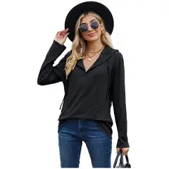 TIOZONEY - Sudadera de manga larga con capucha y holgada para mujer
