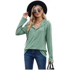 TIOZONEY - Sudadera de manga larga con capucha y holgada para mujer