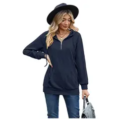 TIOZONEY - Sudadera con capucha y cremallera para mujer