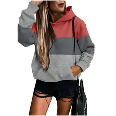 TIOZONEY - Sudadera de mujer con capucha y bloques de color