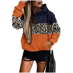 TIOZONEY - Sudadera de mujer con capucha y bloques de color