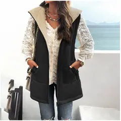 TIOZONEY - Chaqueta Chiporro Mujer sin mangas - Negro