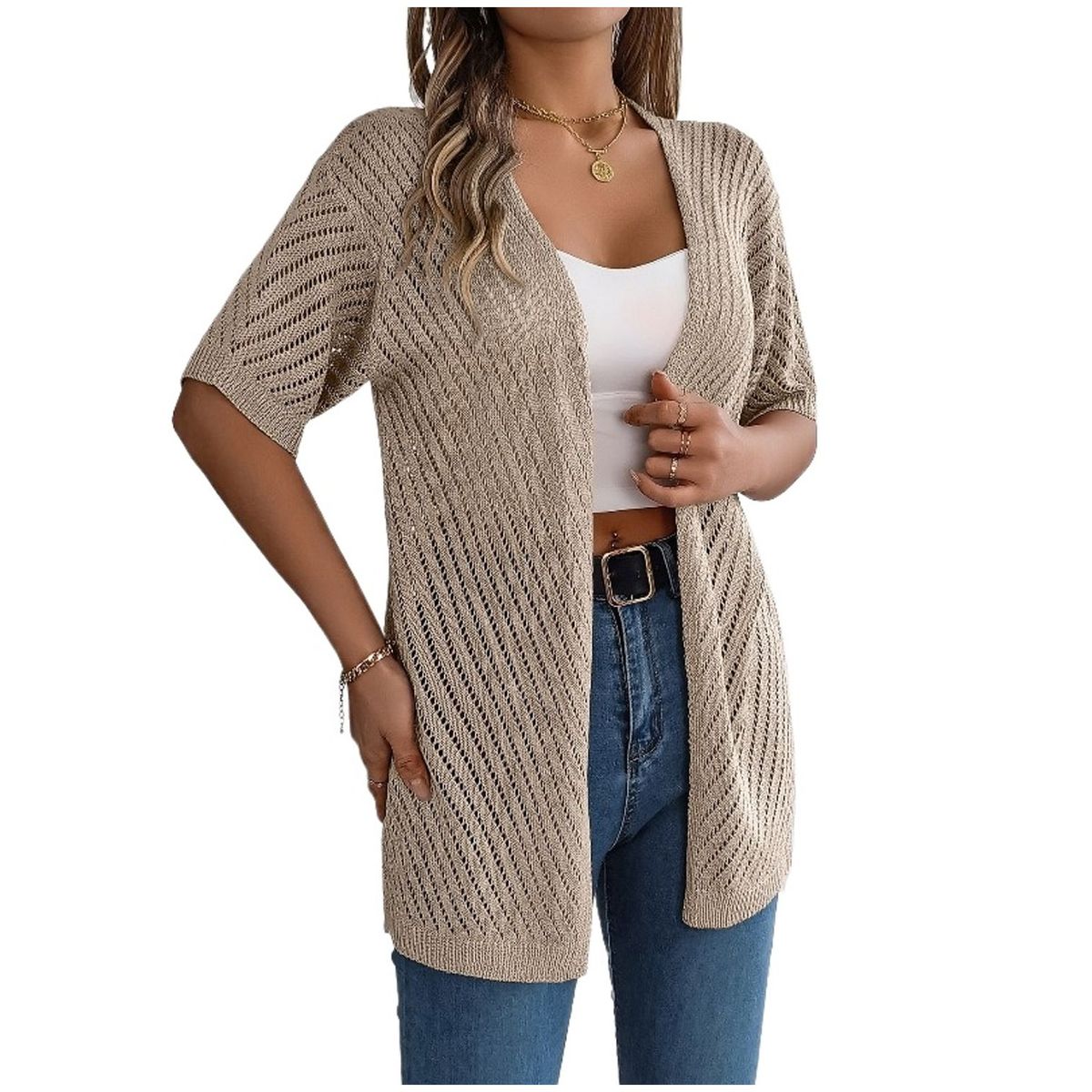 TIOZONEY - Cardigan ligero de verano para mujer