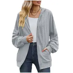TIOZONEY - Chaqueta holgada con capucha y manga larga