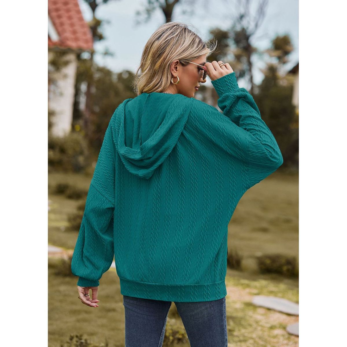 TIOZONEY - Chaqueta holgada con capucha y manga larga