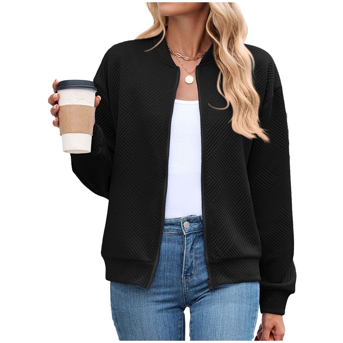 TIOZONEY - Chaqueta informal con cremallera