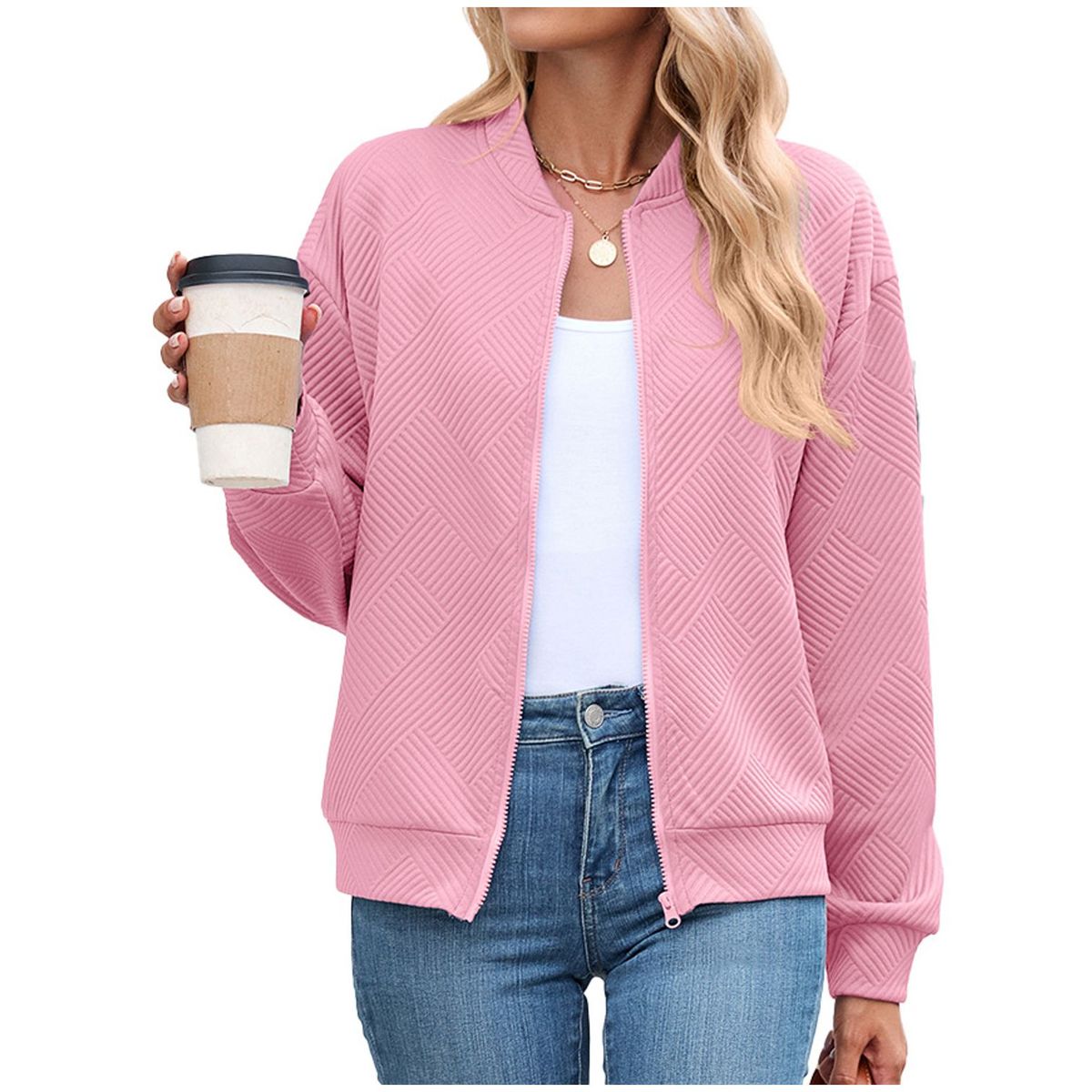 TIOZONEY - Chaqueta informal con cremallera