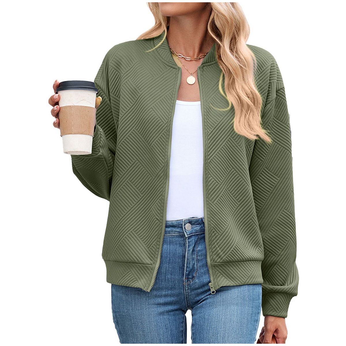 TIOZONEY - Chaqueta informal con cremallera