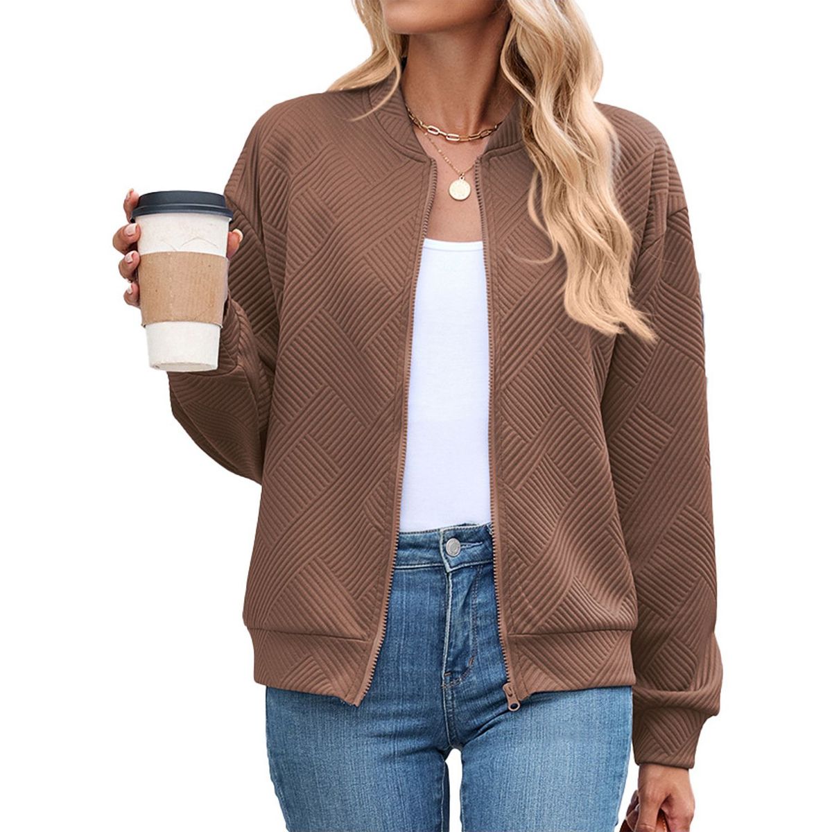 TIOZONEY - Chaqueta informal con cremallera