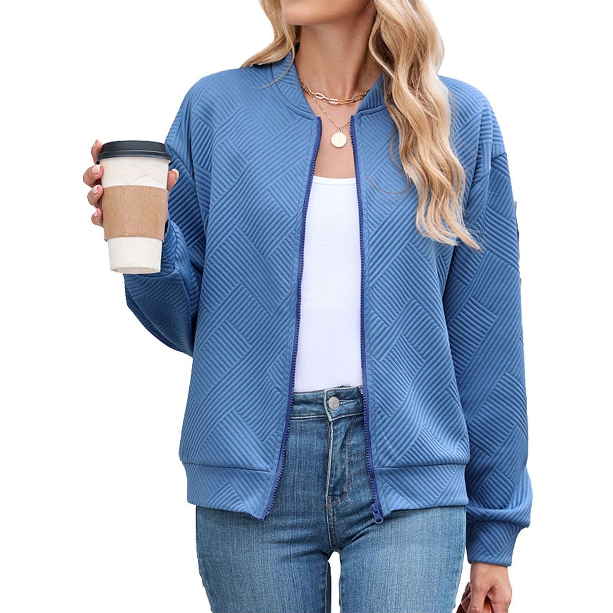 TIOZONEY - Chaqueta informal con cremallera