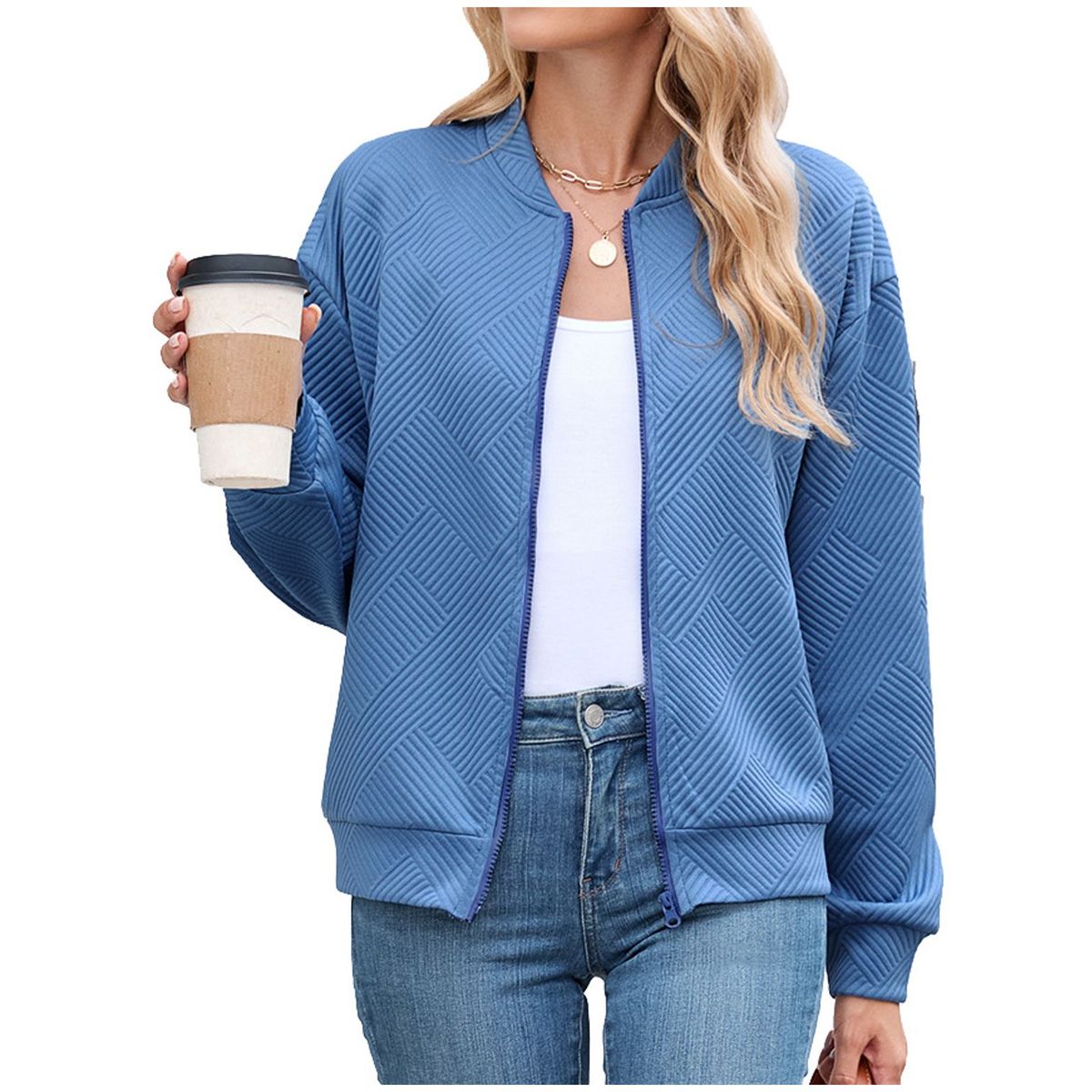 TIOZONEY - Chaqueta informal con cremallera