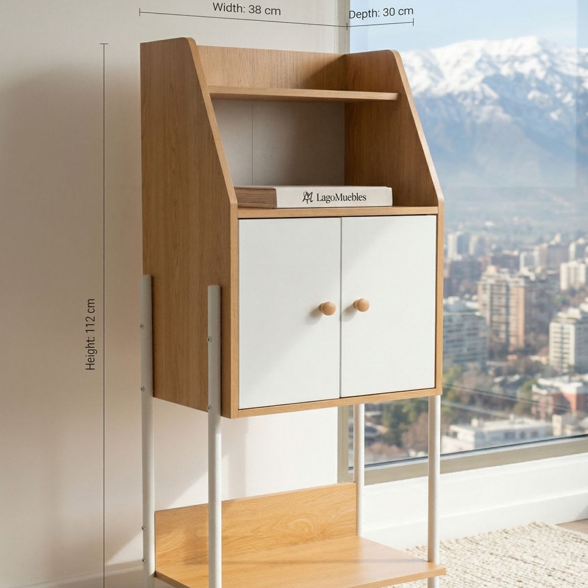 GENERICO - Estanteria Organizador De Oficina Multiuso Moderno Con Puertas Y Repisas 38x30x112cm