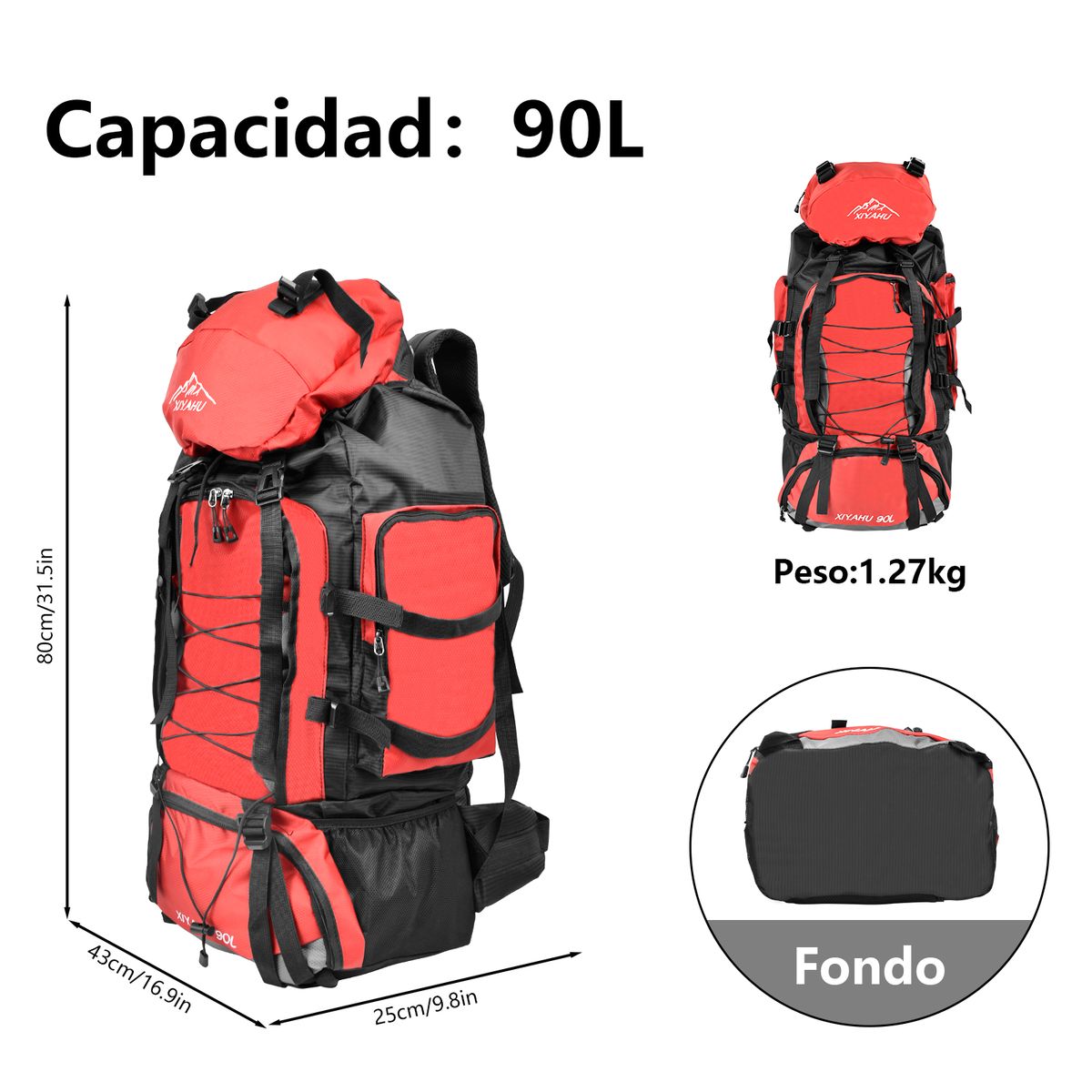 AIZO - Mochila Impermeable De 90l Para Camping Trekking Y Viajes