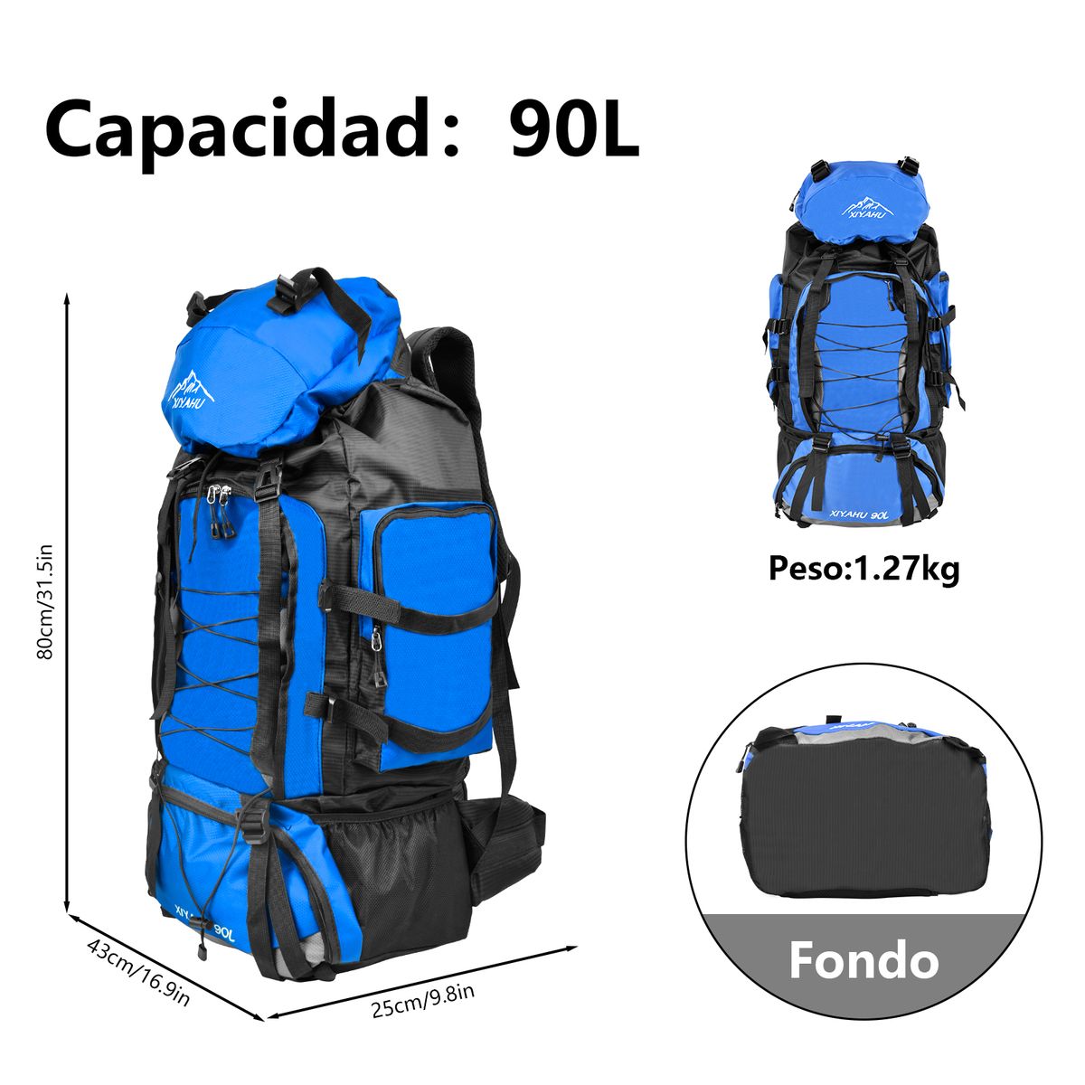 AIZO - Mochila Impermeable De 90l Para Camping Trekking Y Viajes