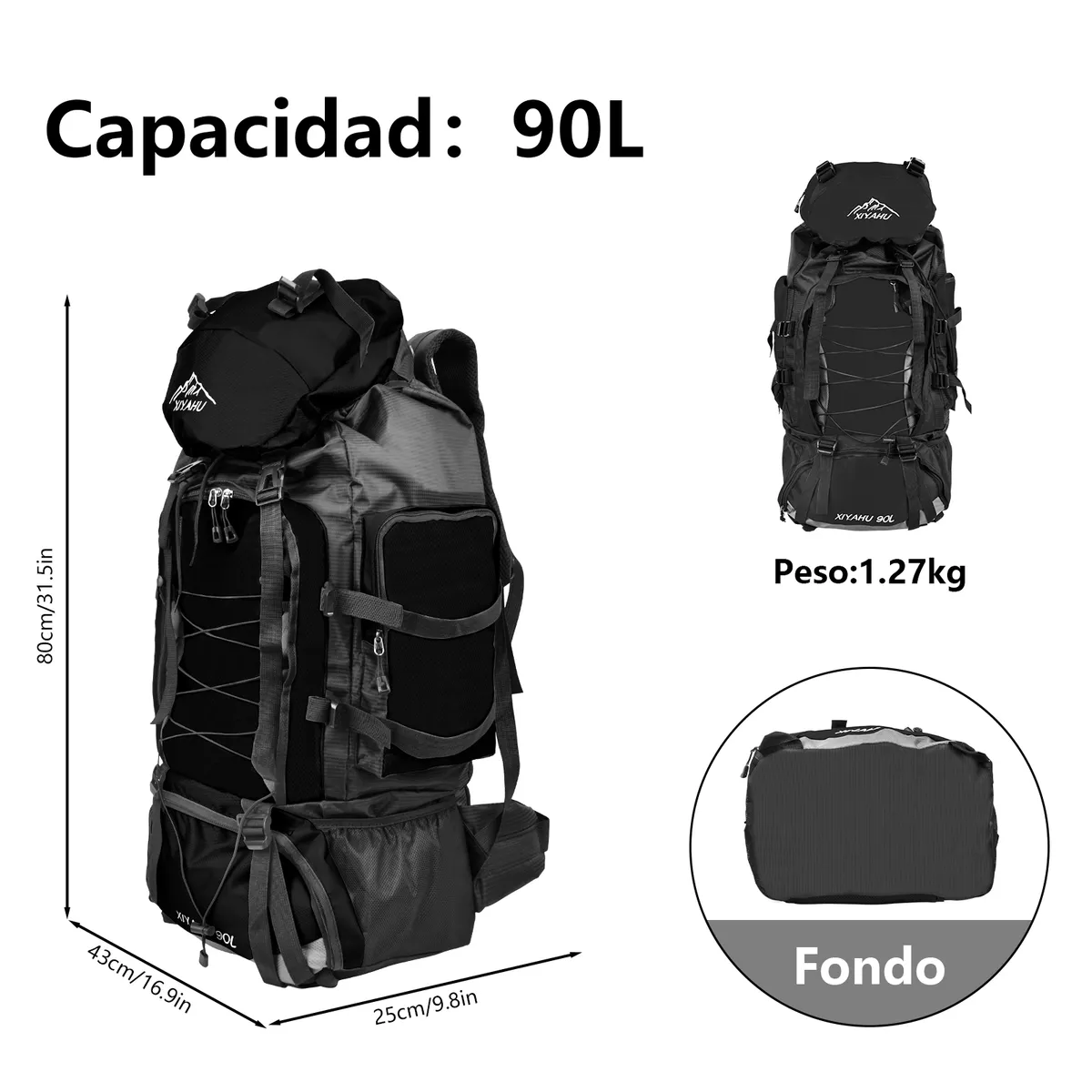 AIZO - Mochila Impermeable De 90l Para Camping Trekking Y Viajes