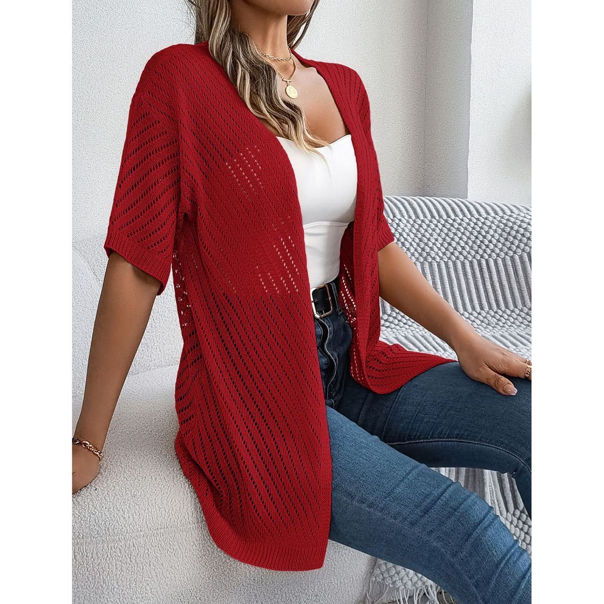 TIOZONEY - Cardigan ligero de verano para mujer