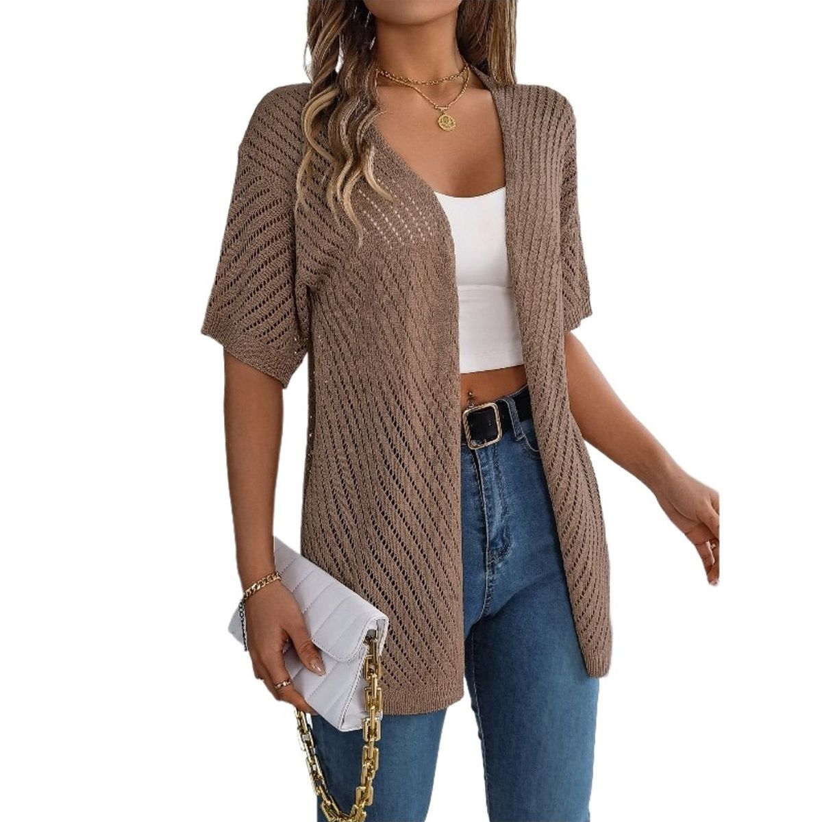 TIOZONEY - Cardigan ligero de verano para mujer