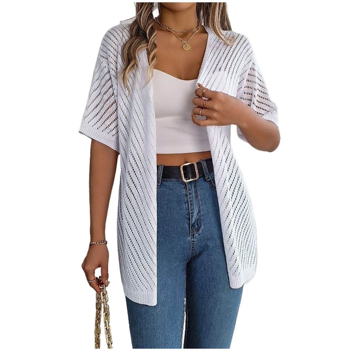 TIOZONEY - Cardigan ligero de verano para mujer