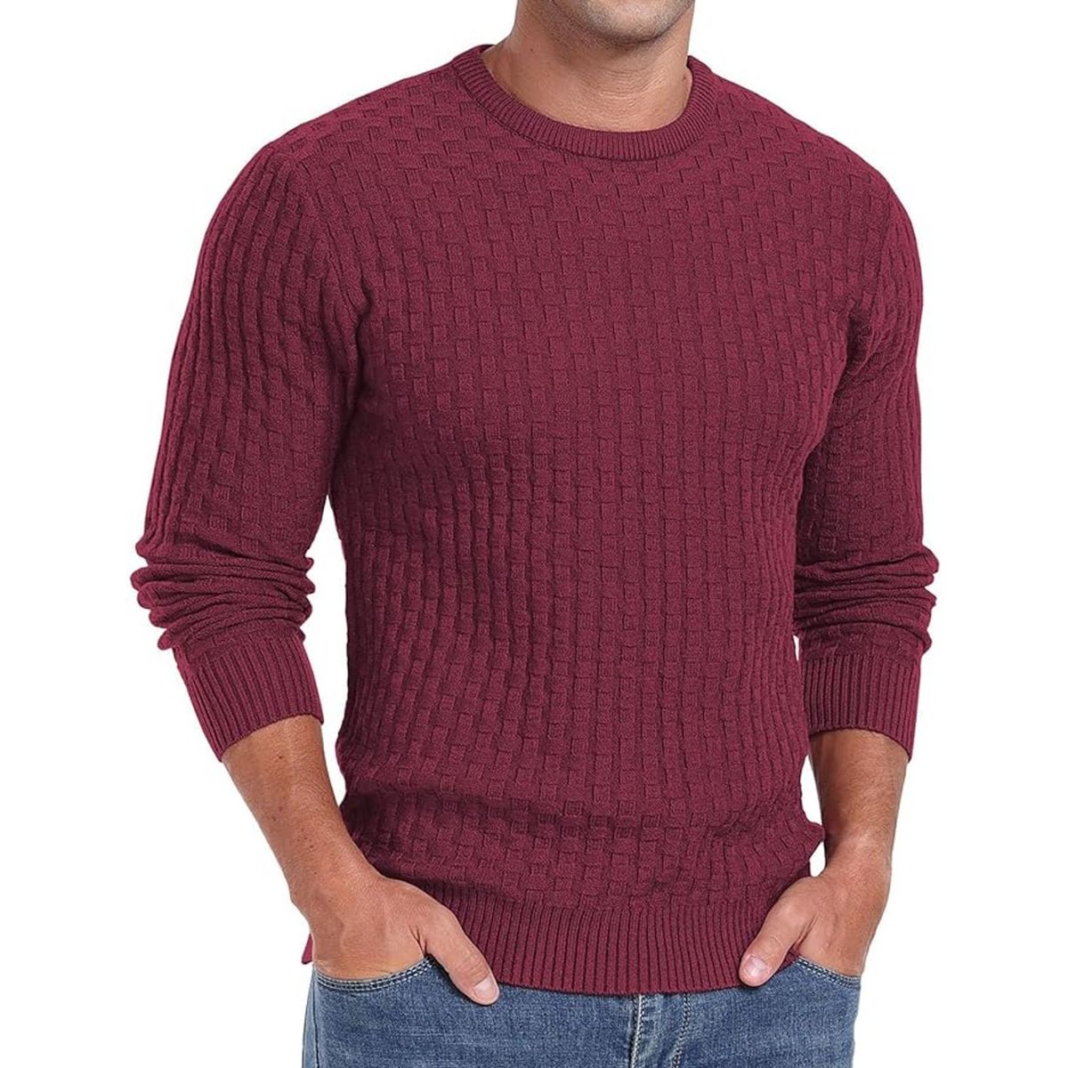 TIOZONEY - Suéter de hombre con cuello redondo