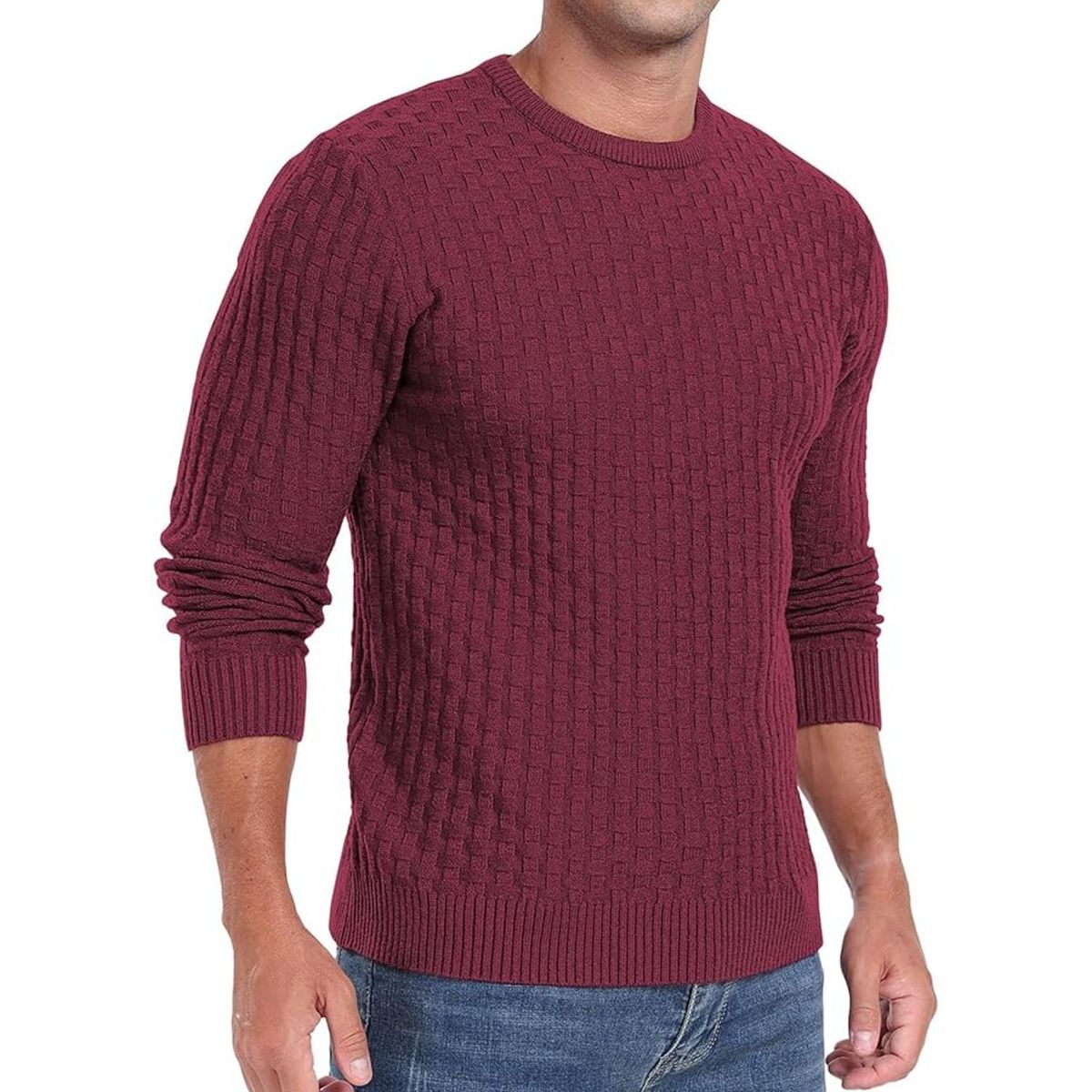TIOZONEY - Suéter de hombre con cuello redondo