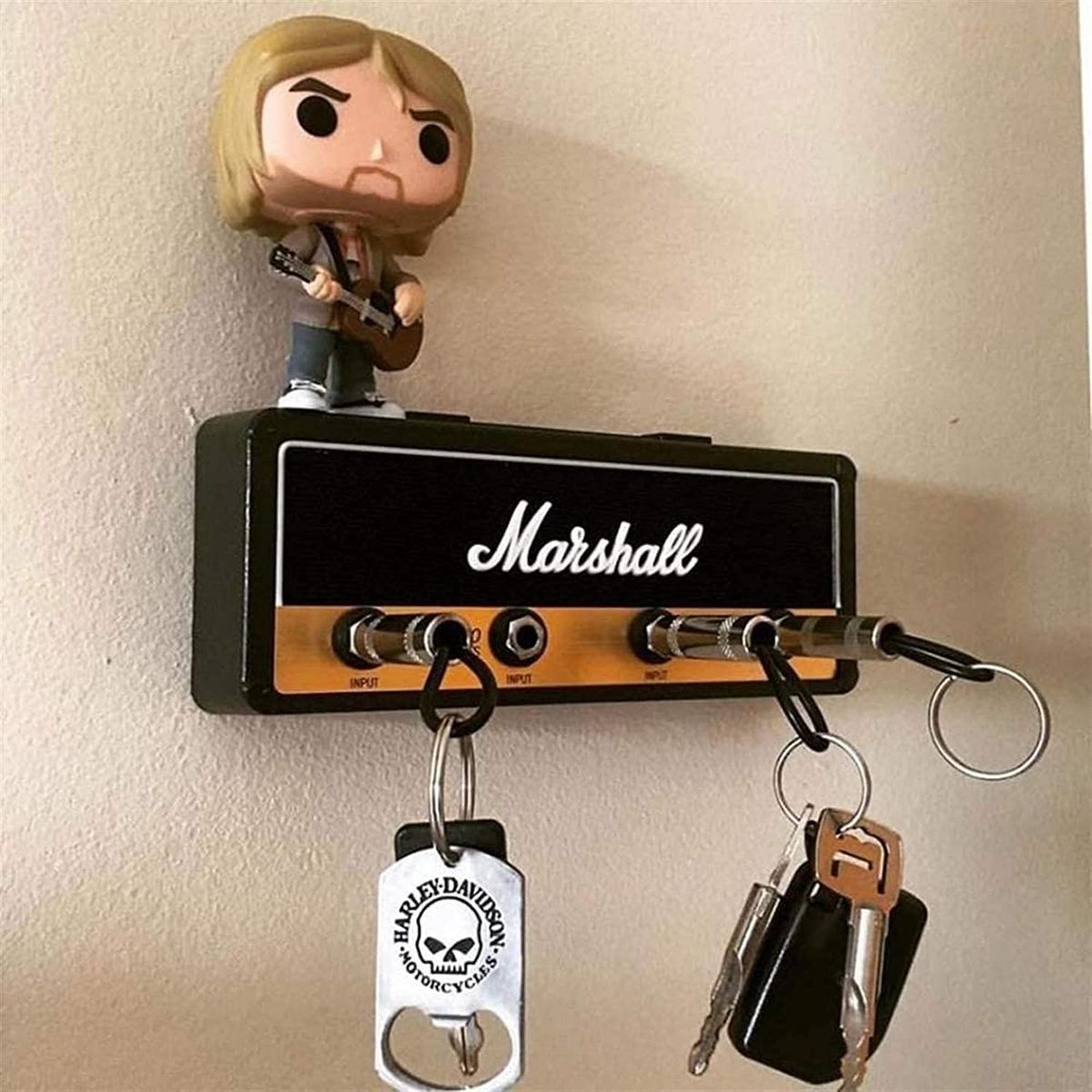 GENERICO - Porta De Llaves Amplificador Pared Con 4 Llaveros De Guitarra Para Regalos Decoración