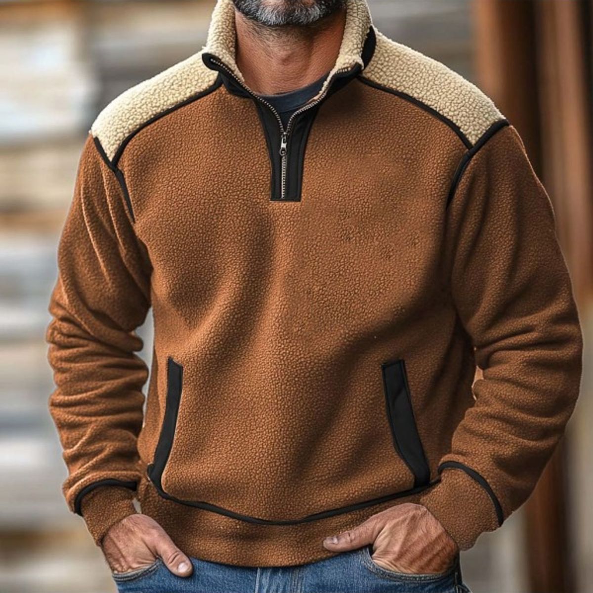 TIOZONEY - Sudadera de hombre con cremallera y cuello alto