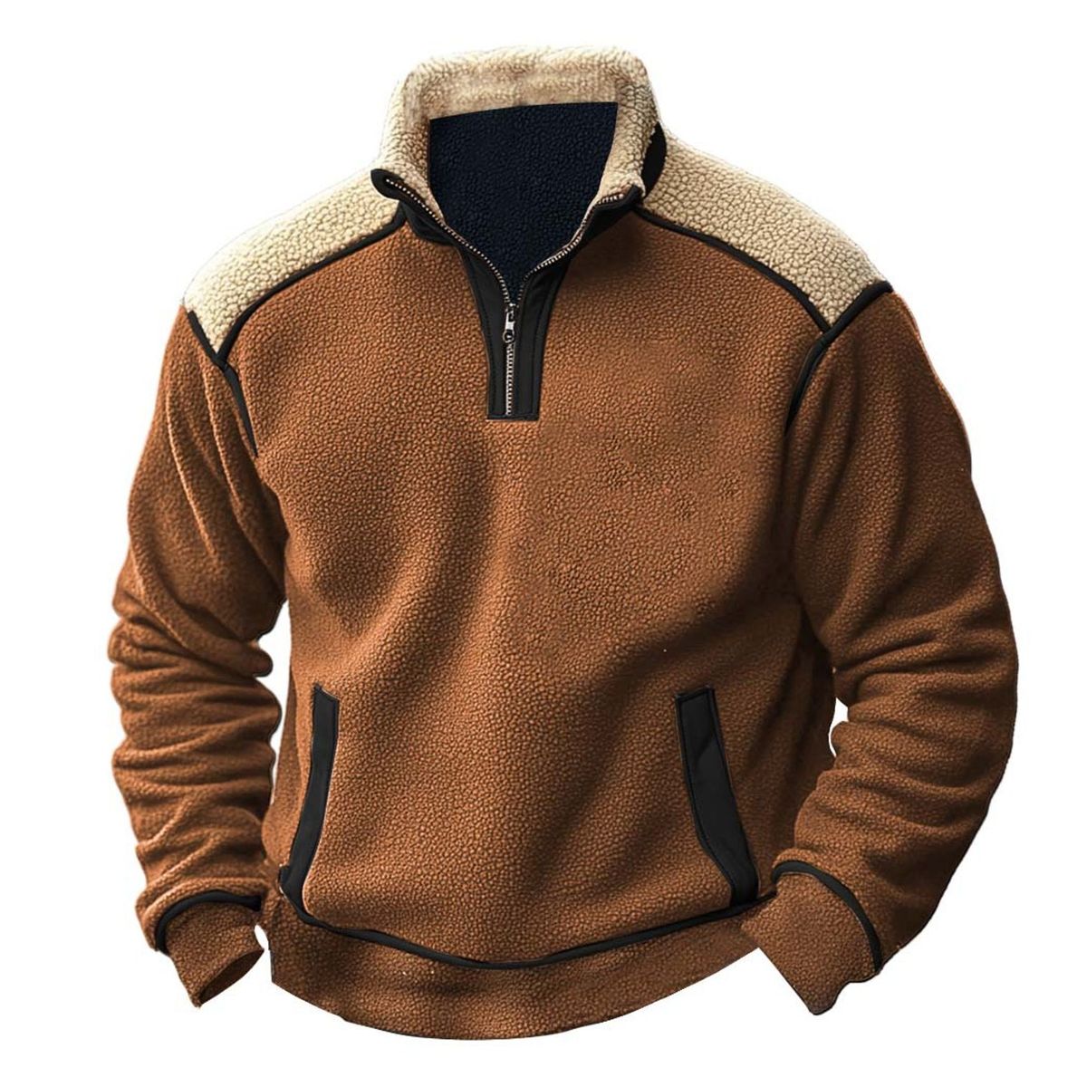 TIOZONEY - Sudadera de hombre con cremallera y cuello alto
