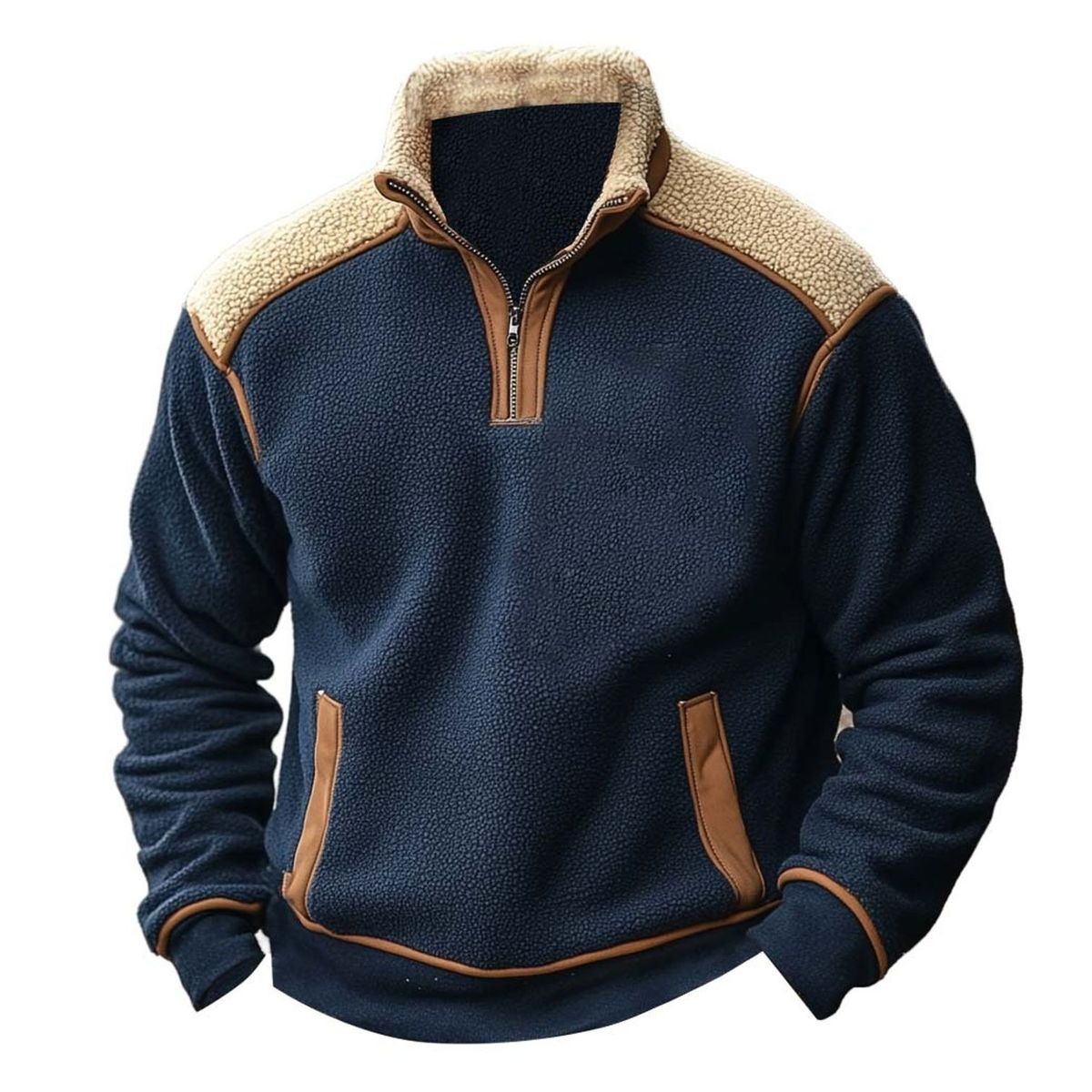 TIOZONEY - Sudadera de hombre con cremallera y cuello alto
