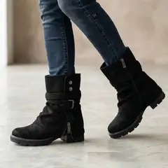 BOTELI - Botin De Mujer Negro Alto Medio